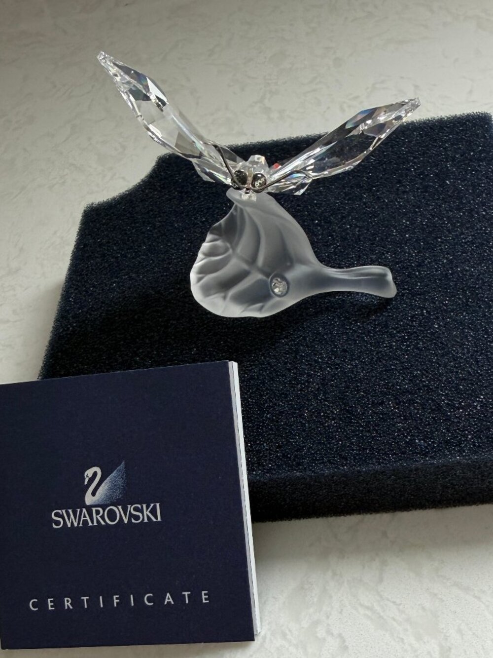 Retired Swarovski Butterfly On Leaf In Original Boxes with Certificate